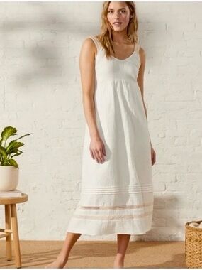UpWest Cream Gauze Sundress with Lace Trim